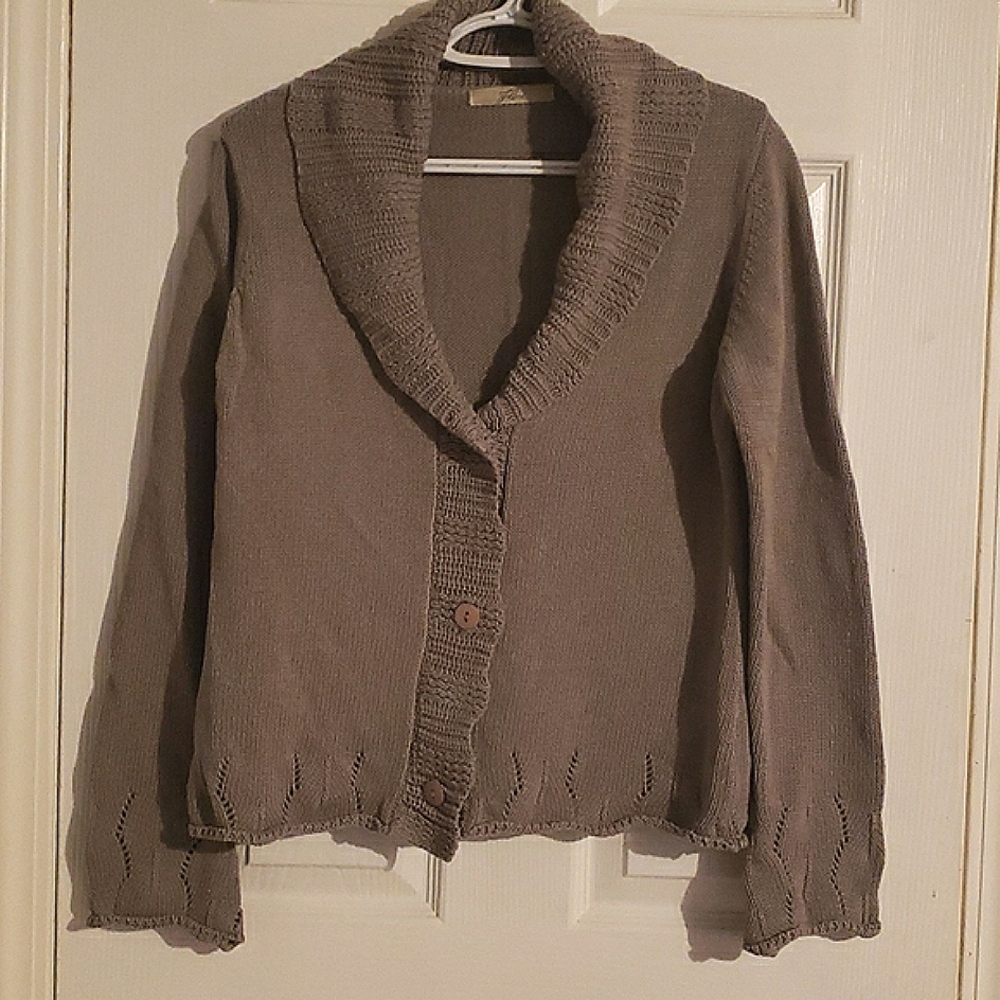 Olive green button front sweater large